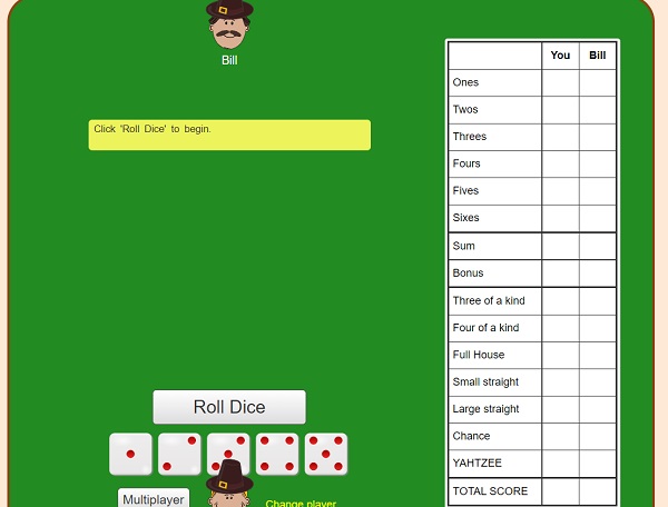 Yahtzee! Wild, Free Online Multiplayer Dice Game