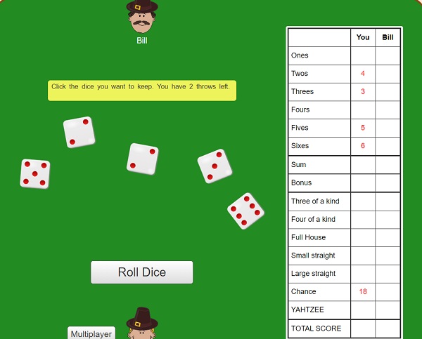 Yahtzee! Wild, Free Online Multiplayer Dice Game