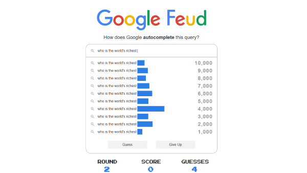 Google Feud Game Lets You Guess Autocomplete Queries Family Feud Style -  SlashGear